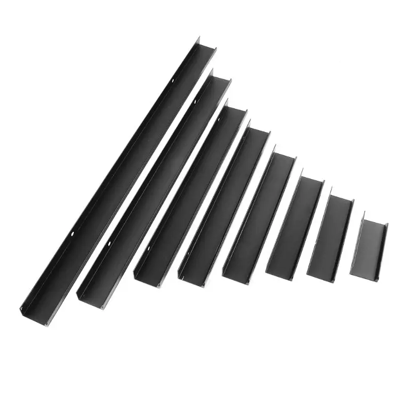 Good Quality New Modern Kitchen Cabinets Long Hidden Dark Handle Aluminum Alloy Open Hole Drawer Edge Black Wardrobe Door Handle
