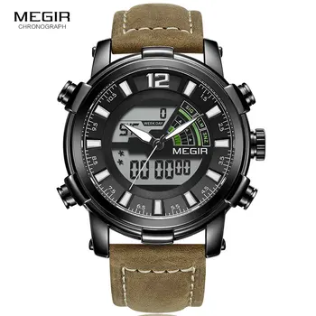 Megir Men's Digital Chronograph Quartz Watches Sports Double Time Zone Leather Strap Luminous Hands Wrist Watch Man ML2089 B
Megir Men's Digital Chronograph Quartz Watches Sports Double Time Zone Leather Strap Luminous Hands Wrist Watch Man ML2089 B