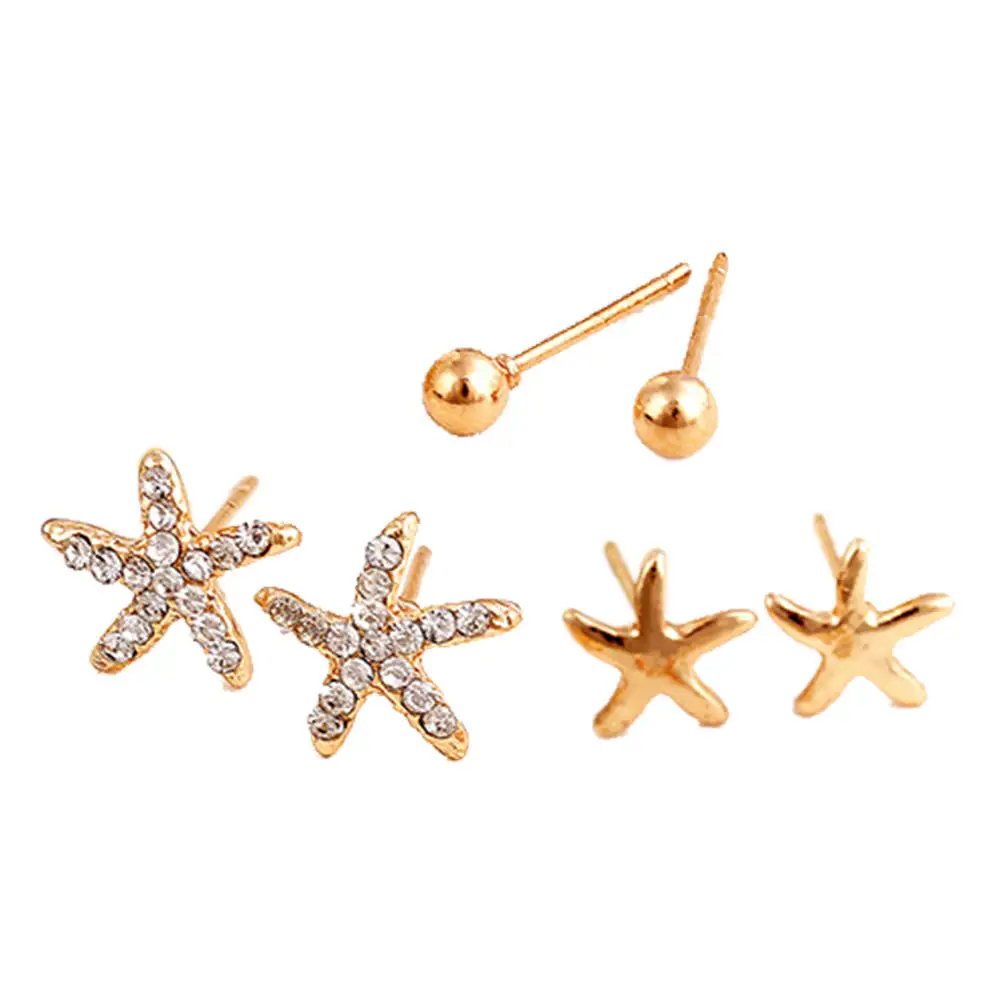 

Asymmetrical Gold Starfish Earrings Women Fashion Korean Temperament Earring Personality Ear Jewelry Exquisite Stud Earrings