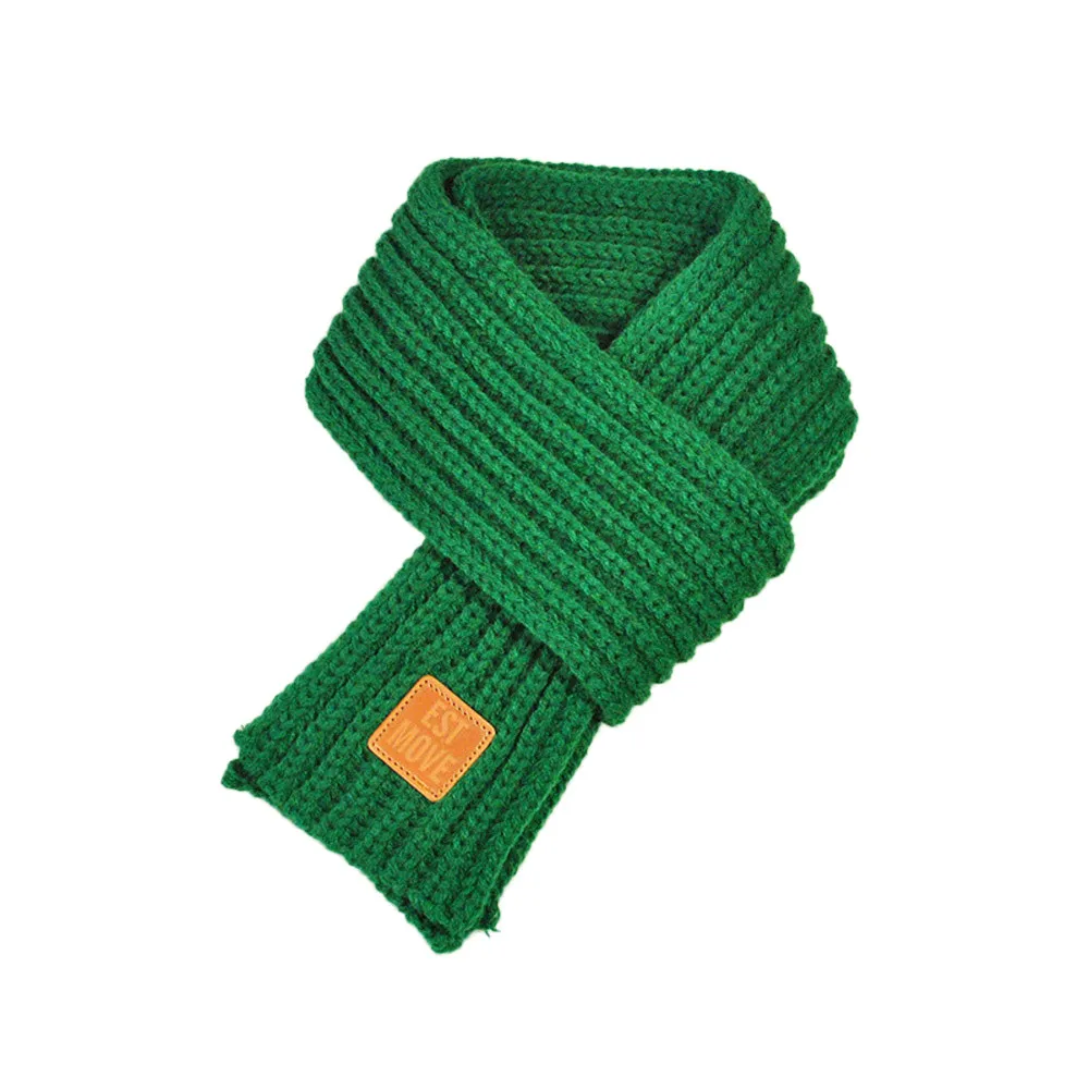 Детский шарф, зимний шарф для мальчиков и девочек, детский шарф, теплые шарфы для шеи, однотонный вязаный шерстяной шарф,# BL5 - Цвет: Зеленый