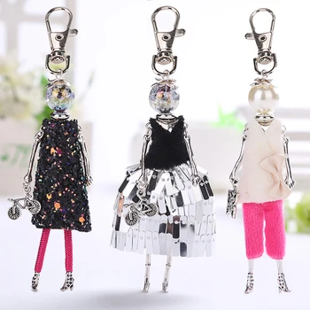 YLWHJJ brand New Women Doll bag Cute Keychain Girl Key Chain Handmade hot Car Pendant Style key ring Fashion Jewelry wholesale