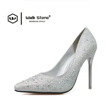 2016 New Fashion Sexy Women Silver Rhinestone Wedding Shoes Platform Pumps Red Bottom High Heels Crystal Shoes Gold Black Pink
