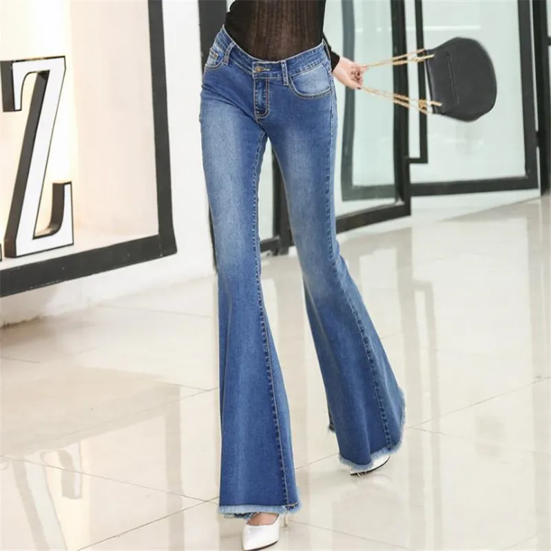 2019 New Stretching Bell Bottoms Jeans Women Long Stretching Flare ...