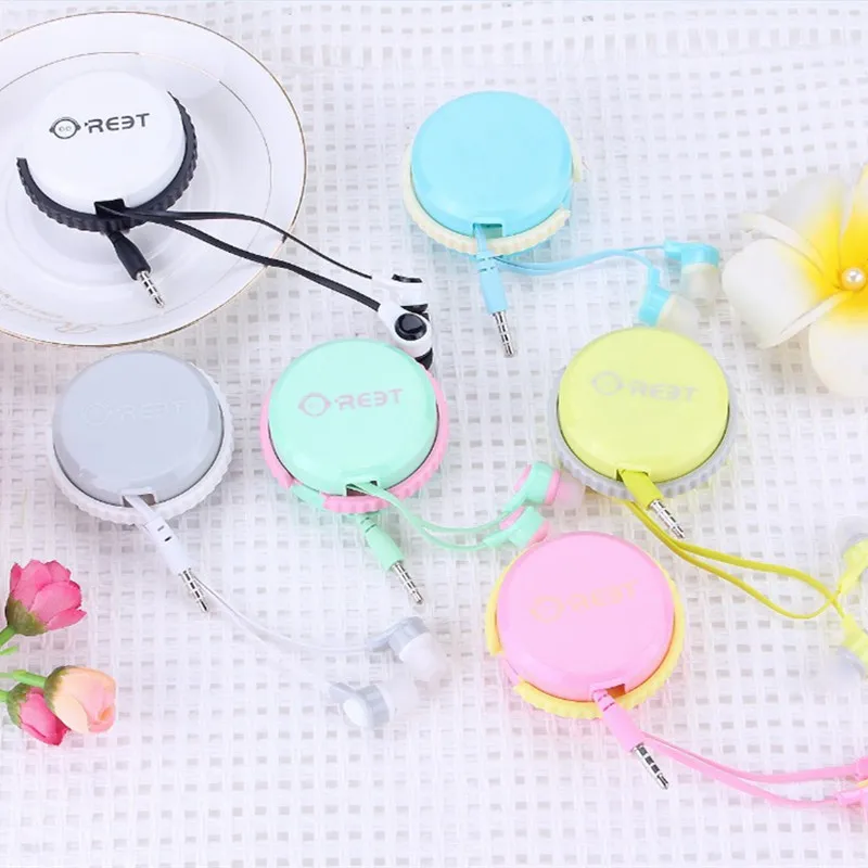 Cute Colorful Noodle Earphones 3.5mm Macaron Box Inear Stereo With Mic