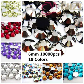 

Glitter 6mm Resin Rhinestones Many Colors #19- #36 10000pcs Flatback Glue On Non Hotfix Stones DIY Nail Art Garment Decoration
