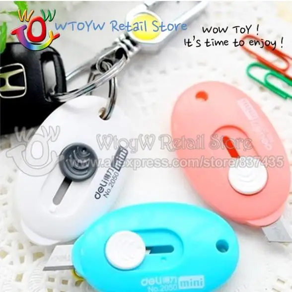 1 piece free shipping candy color simply styles mini portable art knife with key chain household family supplies | Канцтовары для