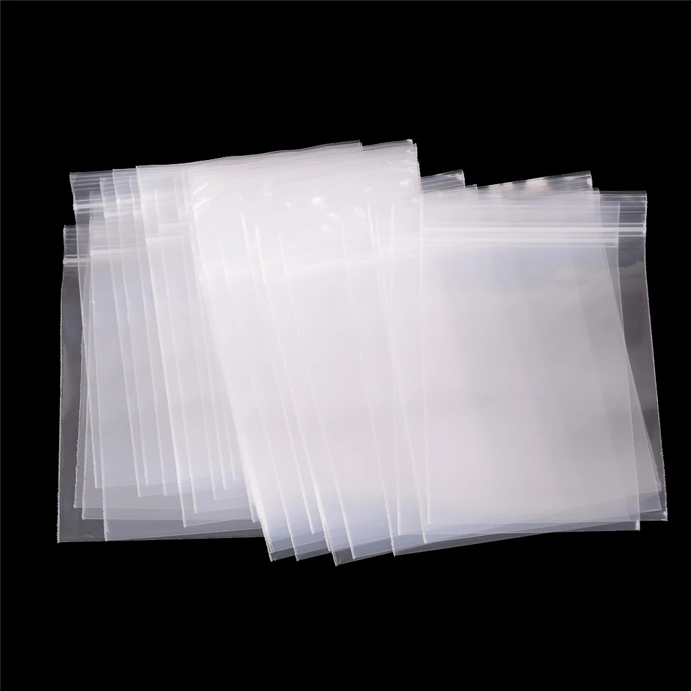 

100pcs Poly Bag Jewelry Packaging Bags Ziplock Zip Zipped Lock Reclosable Plastic Thick Transparent Small Zip lock Plastic Bags