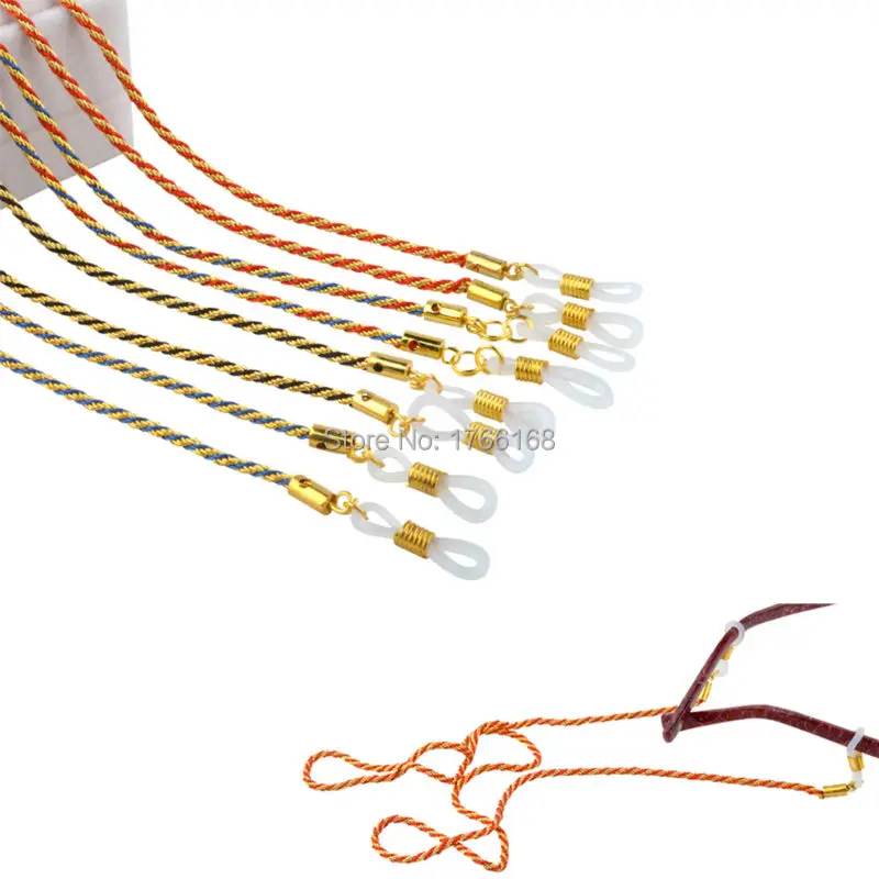 Wholesale 20PCS Gold metal sunglasses string with colorful nylon