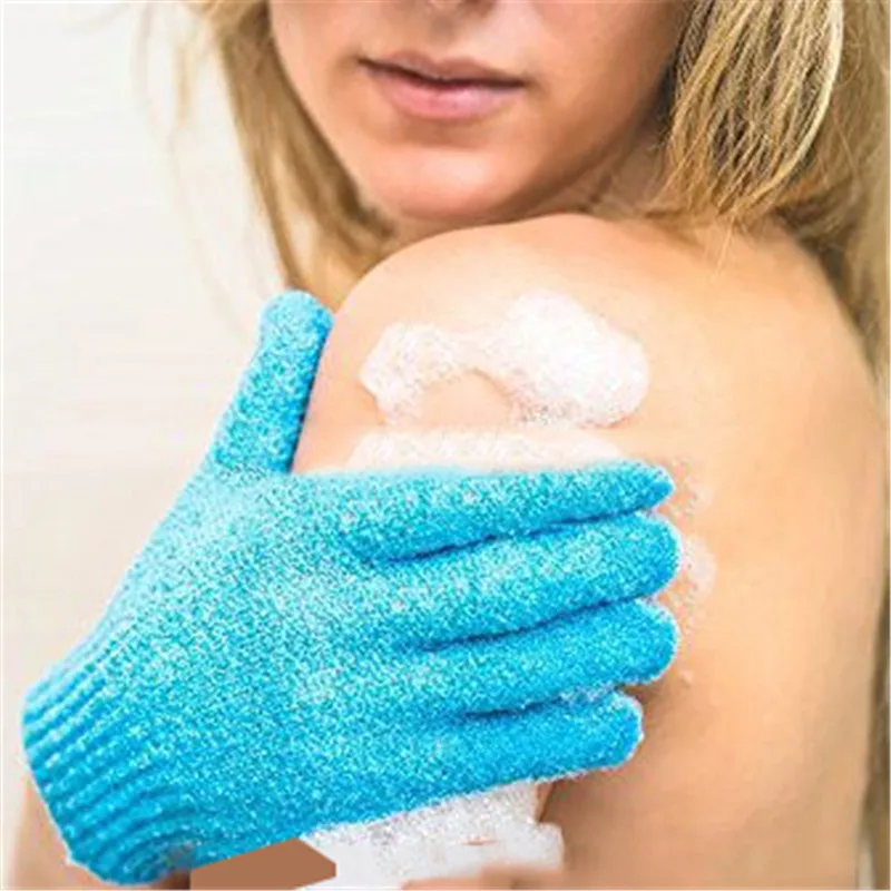 Перчатки для душа и ванной случайный цвет отшелушивающая кожа спа массаж скраб для тела скруббер перчатки высоко текстурированная поверхность