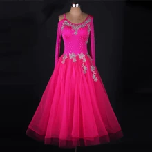 Платья для конкурса бальных танцев Стразы для женщин стандартный бальный Вальс платье Роза индивидуальные бальный Вальс Танго Костюм