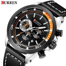 CURREN hombres militar impermeable reloj deportivo de cuero cronógrafo ocio cuarzo reloj hombre fecha reloj Relogio Masculino