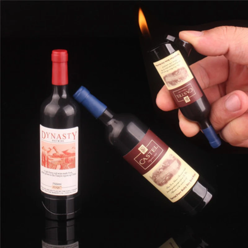 

Personality Wine Bottle Model Refillable Butane Gas Cigarette Flame Lighter Smoking Accessories Necessary Men Gift Lighter