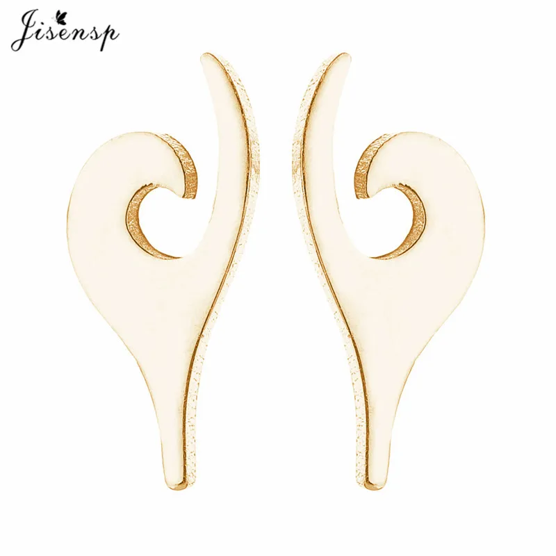 Trendy Gold Wave Earrings for Women Ocean Beach Jewelry Cute Stainless Steel Stud Earrings Girls Pendientes - 