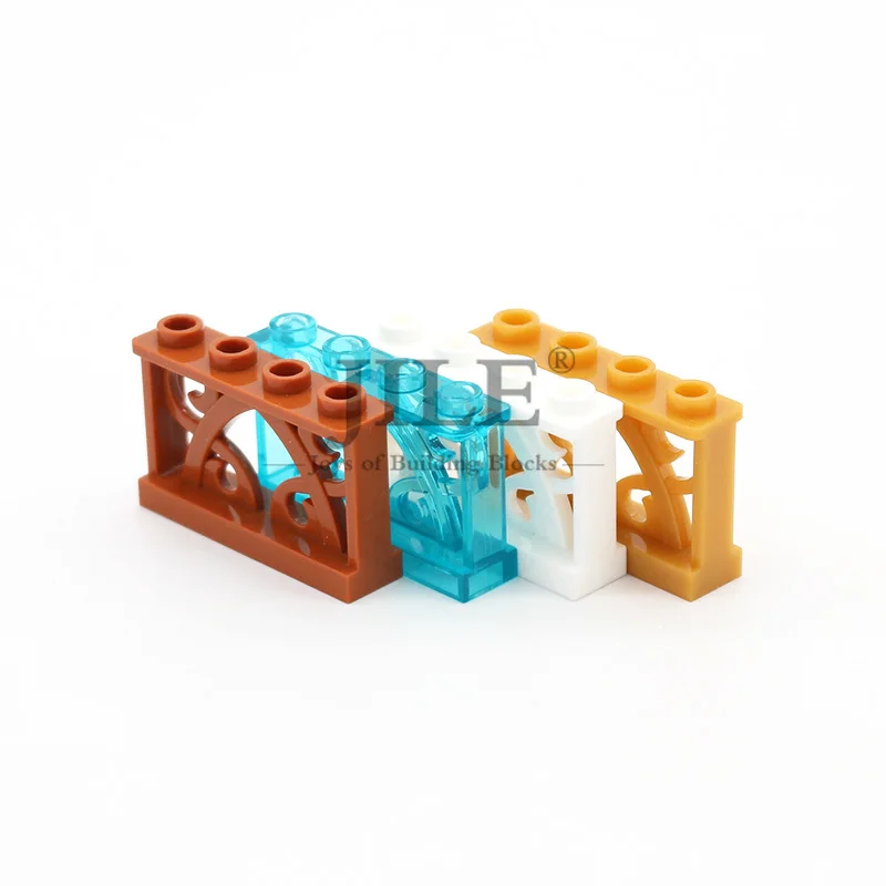 Moc سياج 1x4x2 الزينة مع 4 ترصيع 19121 مدينة الشارع الرؤية تزيين DIY تنوير بناء كتلة الطوب متوافق الجسيمات