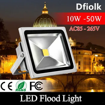 

LED flood light 10W 20W 30W 50W gray AC85-265V waterproof IP65 Floodlight Spotlight Outdoor Lighting Freeshipping