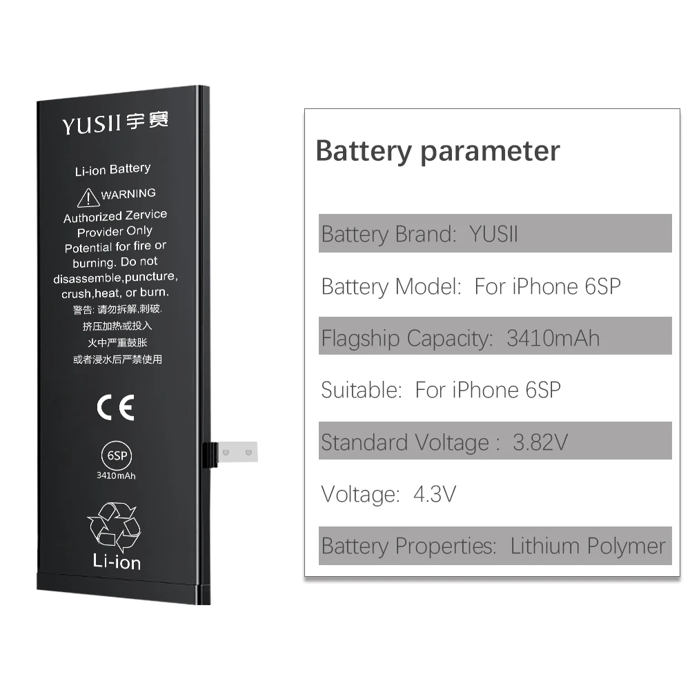YUSII аккумулятор высокой емкости 3410 мАч для iPhone 6S Plus 6 S 6splus Сменный Apple