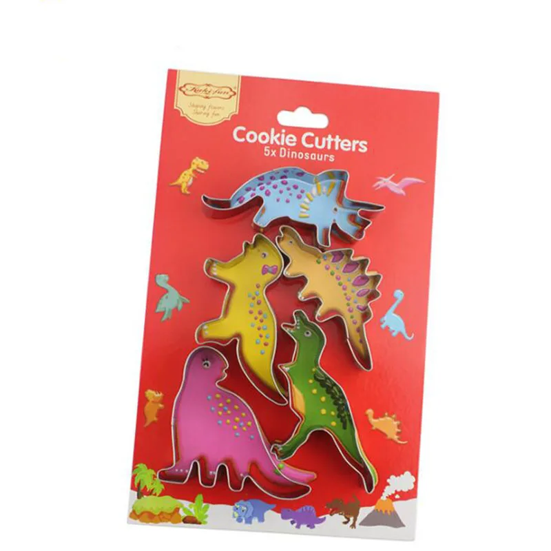 

Dinosaur Animal Cookie Cutter Mold 5pcs/set Stainless Steel Biscuits Fondant Cutters Maker Pastry Tool Accessoires