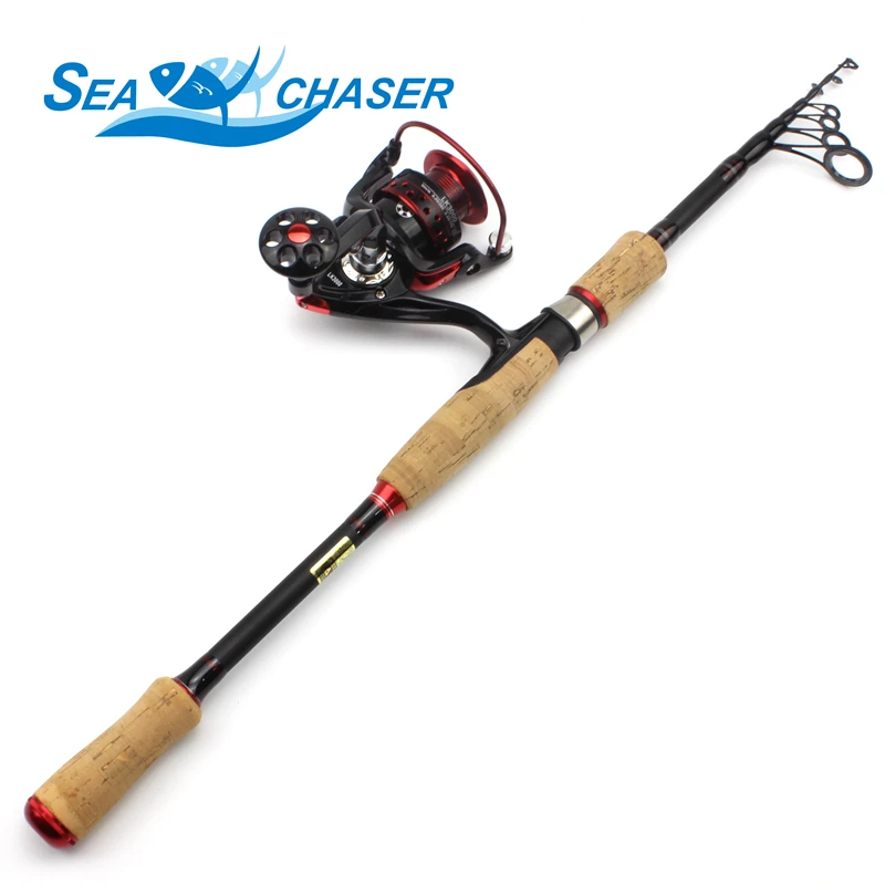 

NEW 2.1M 2.4M 2.7M carbon Fishing Rod wooden handle Spinning lure Rod and Spinning Reels Set fishing Travel Telescopic pole
