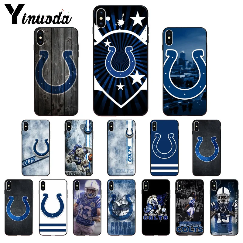 

Yinuoda Indianapolis Colts Black Soft TPU Phone Case Cover for iPhone X XS MAX 6 6S 7 7plus 8 8Plus 5 5S XR