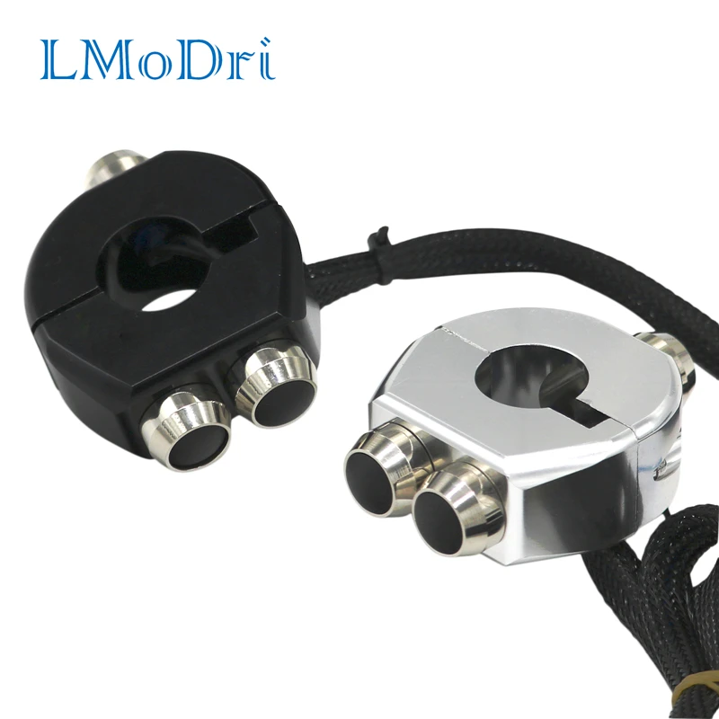 Светодиодный переключатель LMoDri из нержавеющей стали для мотоцикла на руль с регулируемым креплением, водонепроницаемые переключатели, кнопка постоянного тока, фара