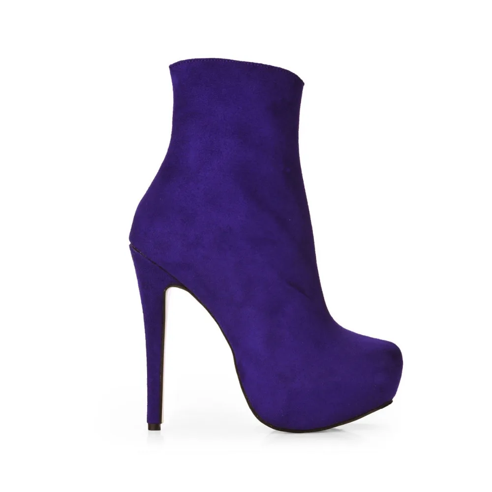 

2018 Brand new autumn winter women boots pumps Artificial leather high heels Platform ankle boots fashion round toe zipper shoes