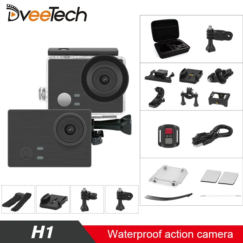 

Dveetech 4k Sports Camera Wifi MN34120 16MP 170 degrees Lens Angle 4 times digital zoom 2.0 Display H1 Action Camera