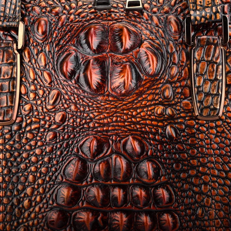 Genuine Leather Men Briefcase Bolso Hombre Negocios Crocodile Leather Laptop Computer Bag Business Men Handbags Bolso Ordenador