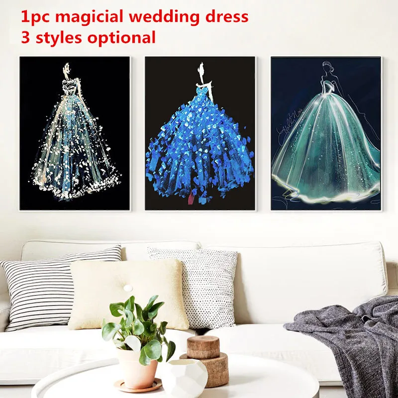 

1pc 63*50cm Magical Wedding Diamonde Painting, DIY Full Diamond Embroidery, No Frame Hanging Decoration, 3 Styles Optional