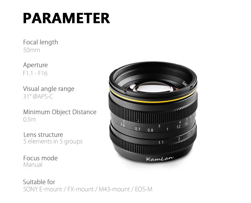 50 мм F1.1 APS-C объектив с большой апертурой ручной фокусировки для Canon беззеркальная камера объектив для sony Nex E крепление с блендой