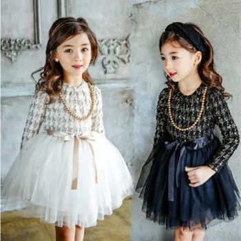 

Baby Girls ClothesKids Toddlers Girls Children Long Sleeve Thicker Gauze Tulle Dress Dress 2 Colors Baby Clothes 5sets/lot