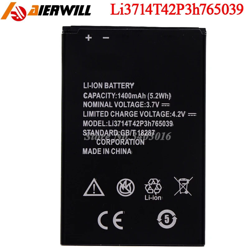 Li3714T42P3h765039 Battery For ZTE Blade A3 T220 AF3 T221 A5 AF5 Batterie Bateria Accumulator 1400mAh | Мобильные телефоны и