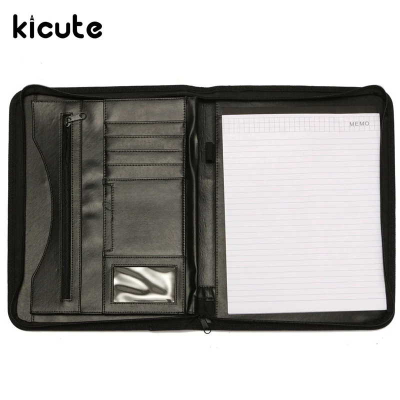 Kicute Конференц-папка для руководителя A4 PU портфель на молнии кожаный вид папка органайзер для документов держатель для документов офисные принадлежности