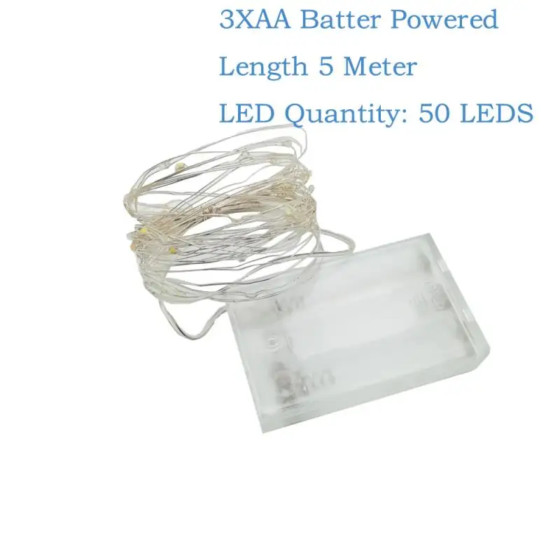 AA Battery 5M Светодиодный светильник 2 м, 5 м, 10 м, медный провод, светодиодный светильник для шкафа, гирлянда, Свадебный декор, Рождественская гирлянда, лампа для внутреннего дома, светильник ing - Цвет: AA Battery 5M