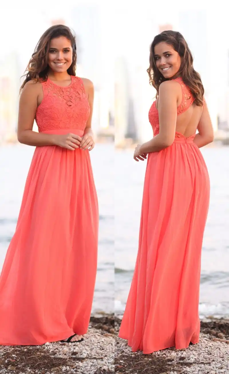 Coral beach dress for wedding Clearance