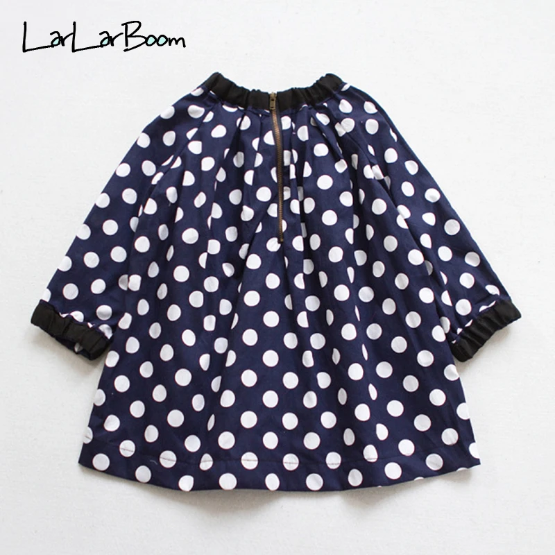 

LarLarBoom Girls Dress Spring Summer Long Sleeve Polka Dot Print Kids Dresses for Girls Children Clothing Baby Girl Casual Dress