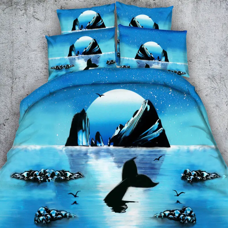

3D Dolphin Bedding Sets HD Print Ocean Fish Duvet/Quilt Cover Set Pillowcases Twin/Queen/King Size 3PCS New