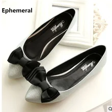 Женская обувь на плоской подошве для вечеринок; женские лоферы без застежки с острым носком и бантом в европейском стиле; Низкий Топ; большие размеры 14, 13, черный, серый цвет