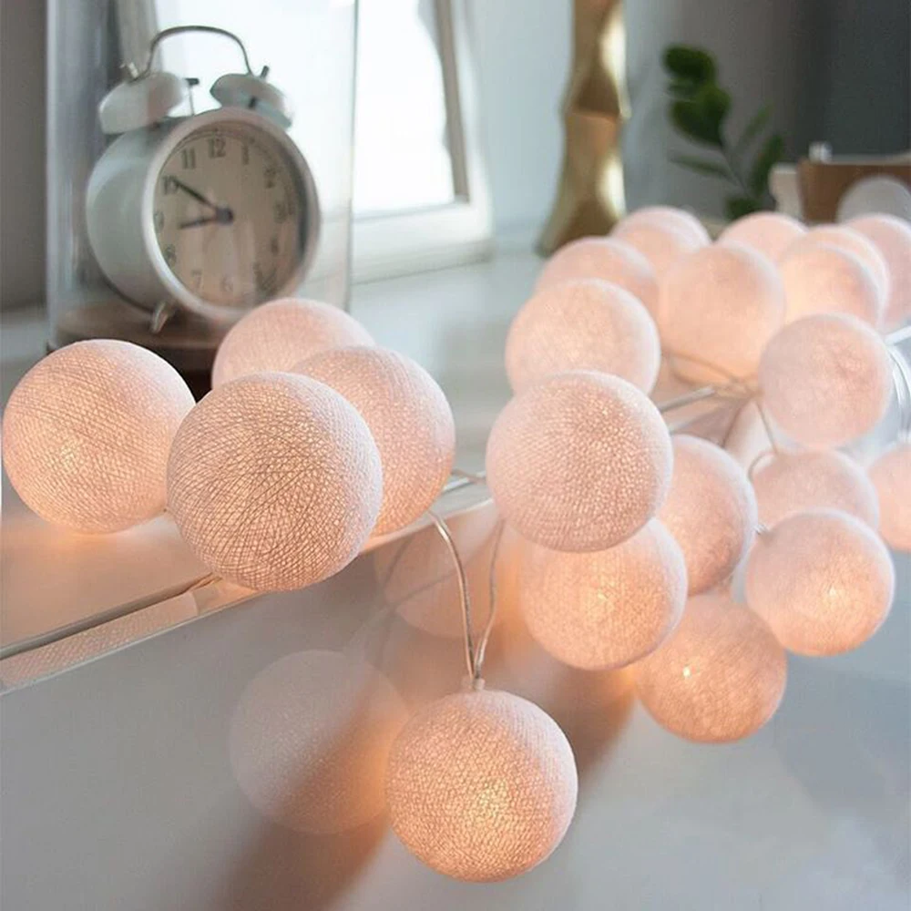 New Year Decor 3m 20 LED Colorful Cotton Ball LED String Lights