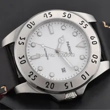 E1236 Parnis механический стальной чехол с сапфировым белым циферблатом автоматические мужские часы 43 мм