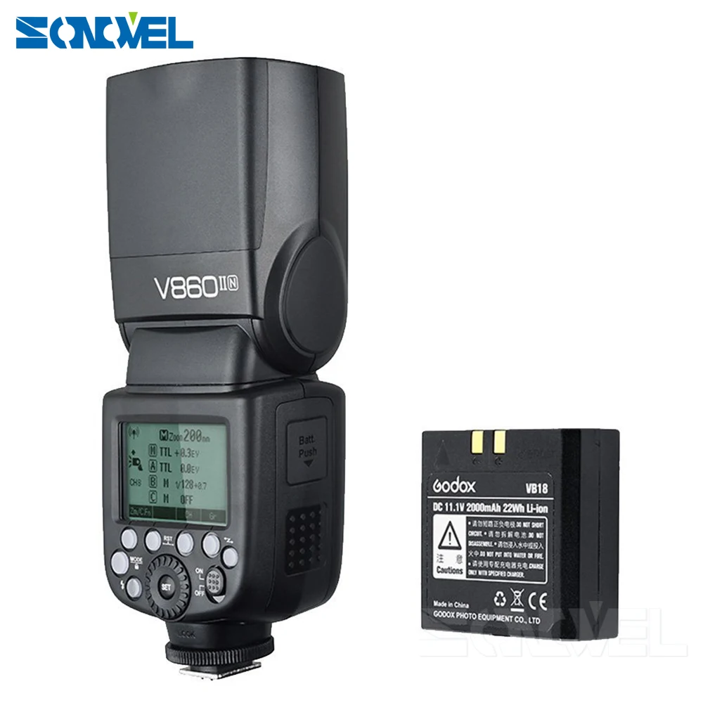 2 шт. Godox V860II N GN60 i TTL HSS 1/8000s Вспышка Speedlite литий ионная батарея + X1T передатчик