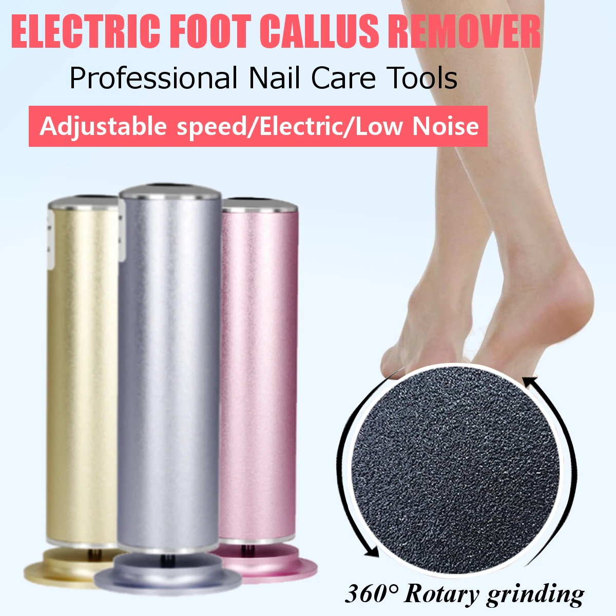 

Electric Foot File Foot Care Tool Smooth Pedicure Device Grinding Foot Callus Dead Cuticle Skin Remover Exfoliating Machine