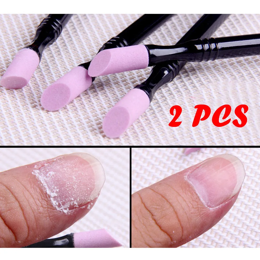 

2PCS Double-end Quartz Cuticle Pusher Trimmer Manicure Nail File Art Tool Smooth Remover Trim Cuticles Hangnails Sanding Pen