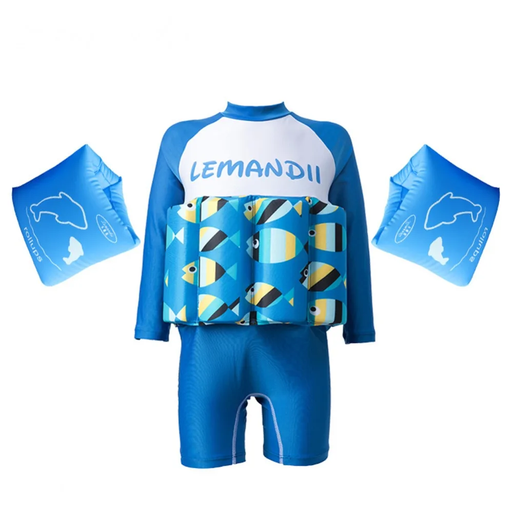 Children's Swimwear Kids Float Suit Adjustable Buoyancy Swimsuit Romper Beach Kids Bathing Suit With Buoyant Arm Sleeeves