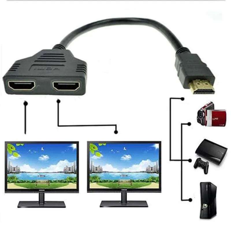 HDMI сплиттер 1 в 2 из hdmi-кабель, адаптер высокого качества для DVD HDTV PC