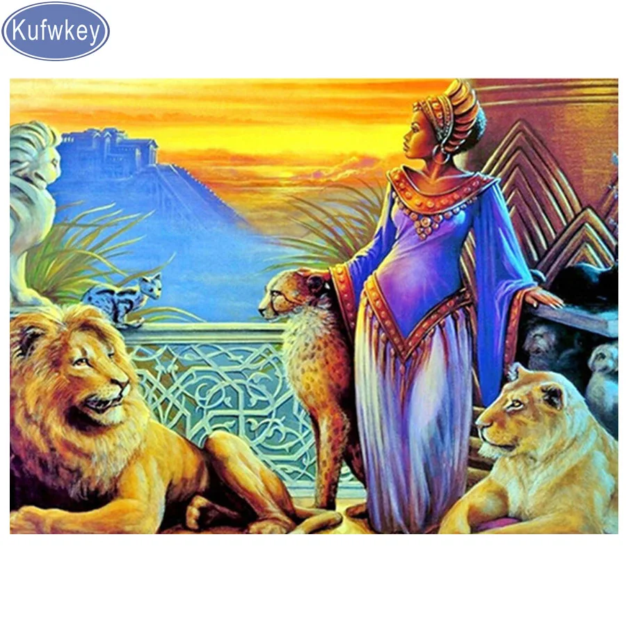 

Diamond picture Full Square round 5D DIY Diamond Painting "lion/leopard/egyptians"3d Embroidery Cross Stitch Rhinestone Mosaic