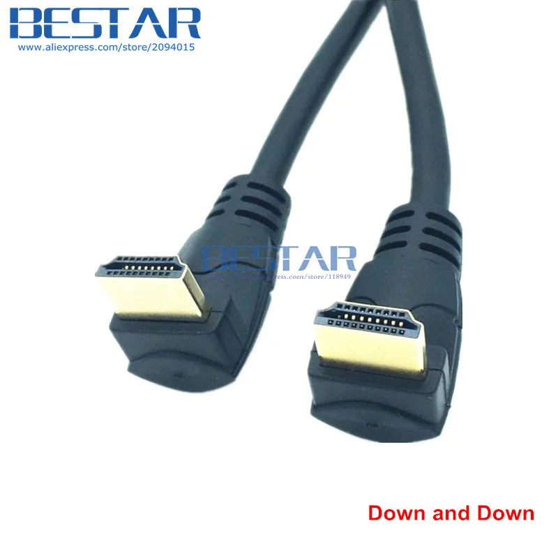 

HDMI 2.0 Elbow cable 4K*2K @60HZ HDMI 2.0V Male Down or Up Angled to HDMI v2.0 Male Up & Down Angle Cable 30cm 60cm 1.8m 1ft 2ft