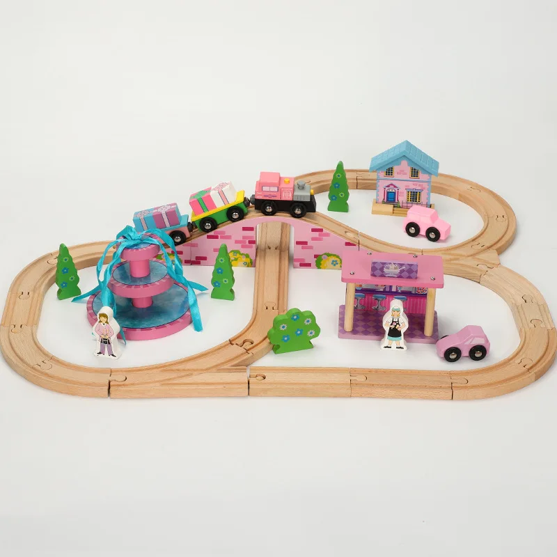 

Wooden Railway Puzzle Slot Transit Wood Thoman Train Tracks Wooden Train Track Set Vehicles Model Cars Kids Toys For Children