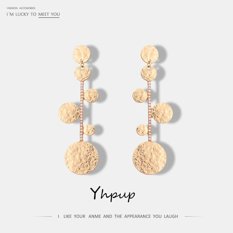 

Yhpup Vintage Round Geometric Coin Dangle Earrings Imitation Pearls Vintage Ethnic Statement Earrings For Women Party Jewelry