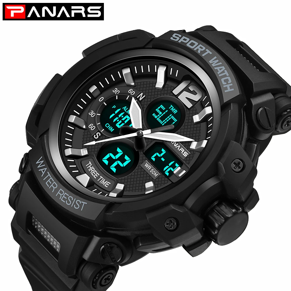 

PANARS Military Sports Watches Men Analog Digital Watch LED Back Light Shock Waterproof Quartz Wristwatches Relogio Masculino