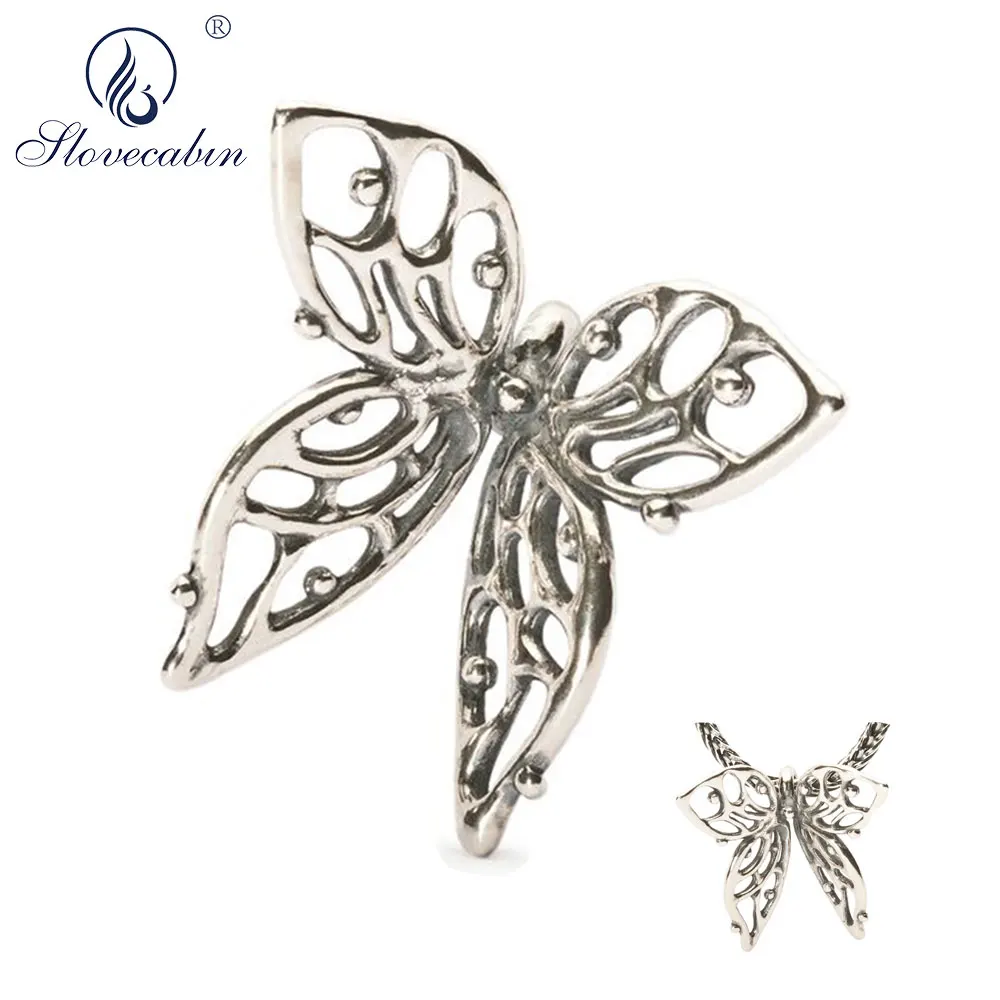 

Slovecabin 925 Sterling Silver Troll Beads Charms Big Butterfly Necklace Bracelet For Brand Jewelry Making Pendant Gift